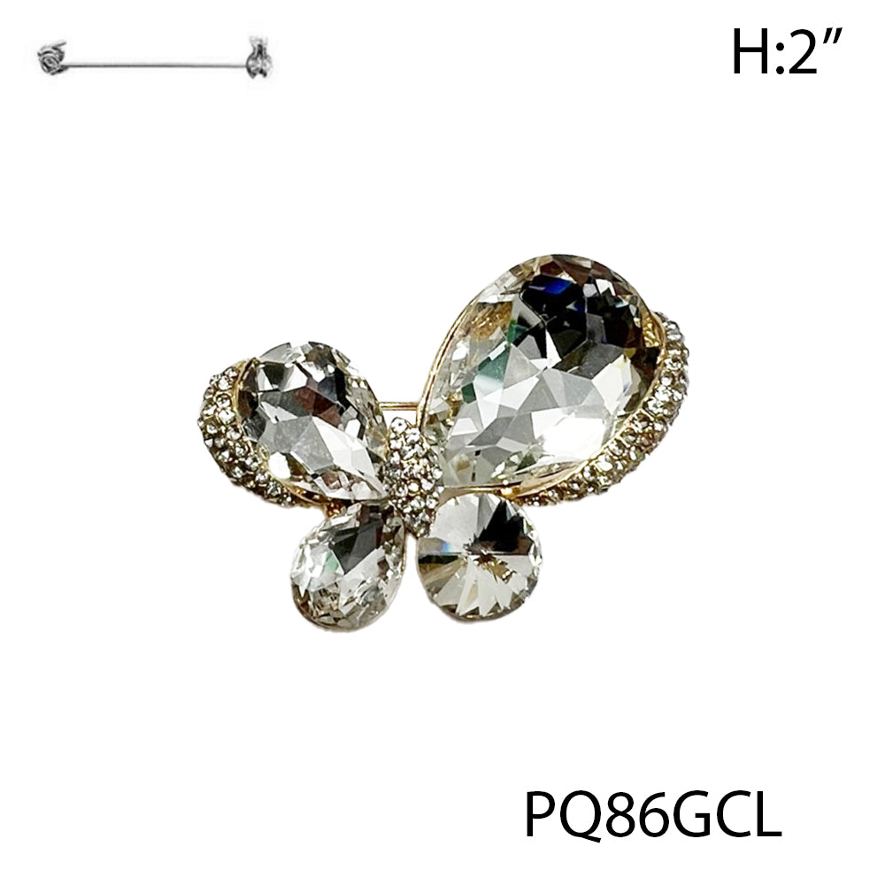 Fashion Butterfly Rhinestone Brooch #PQ86 - Multiple Colors (PC)