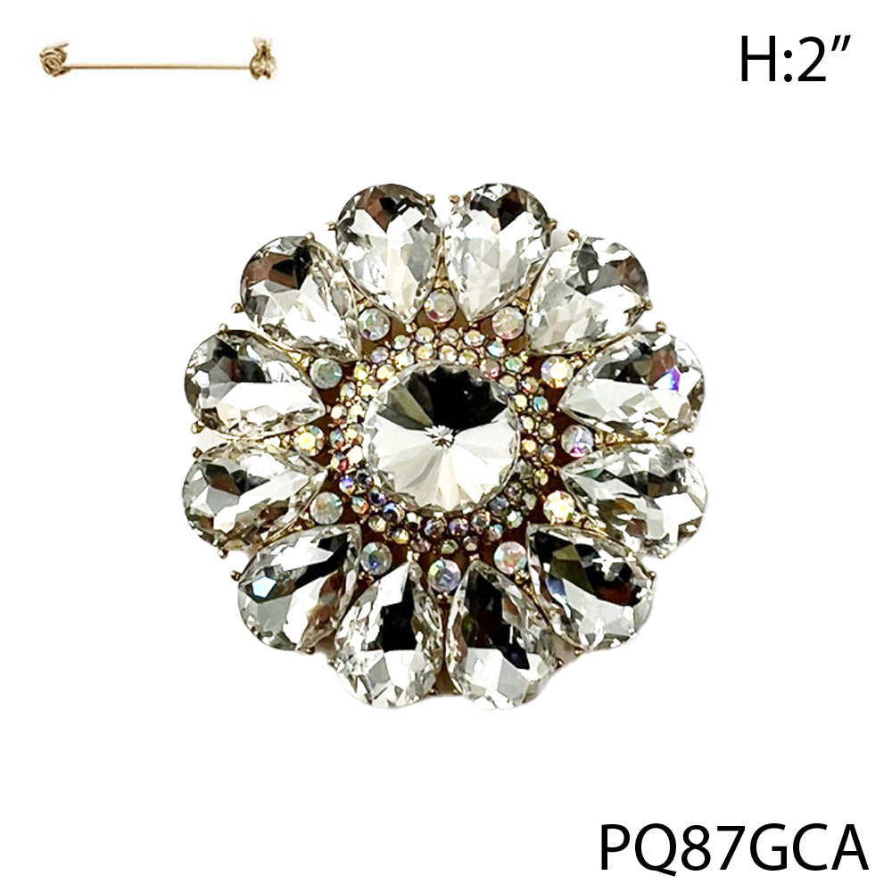 Fashion Circle Rhinestone Brooch #PQ87 - Multiple Colors (PC)
