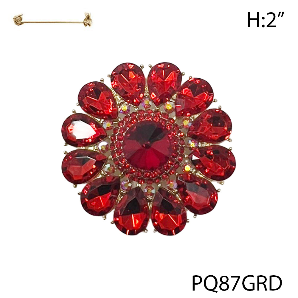Fashion Circle Rhinestone Brooch #PQ87 - Multiple Colors (PC)