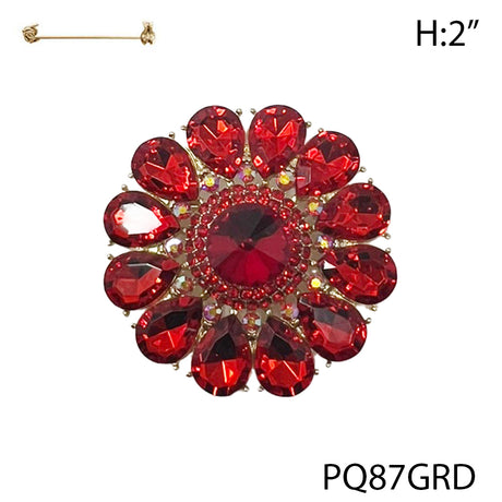 Fashion Circle Rhinestone Brooch #PQ87 - Multiple Colors (PC)