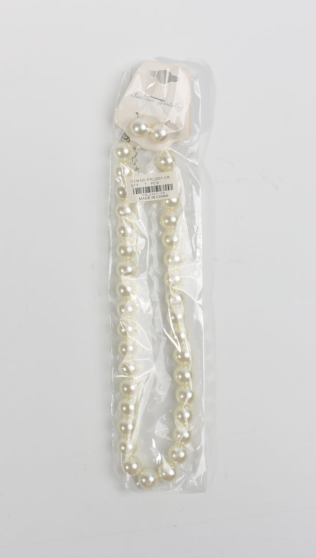 Fashion Thick Pearl Dozen Necklace Set #PRL2001CR Cream (12PC)