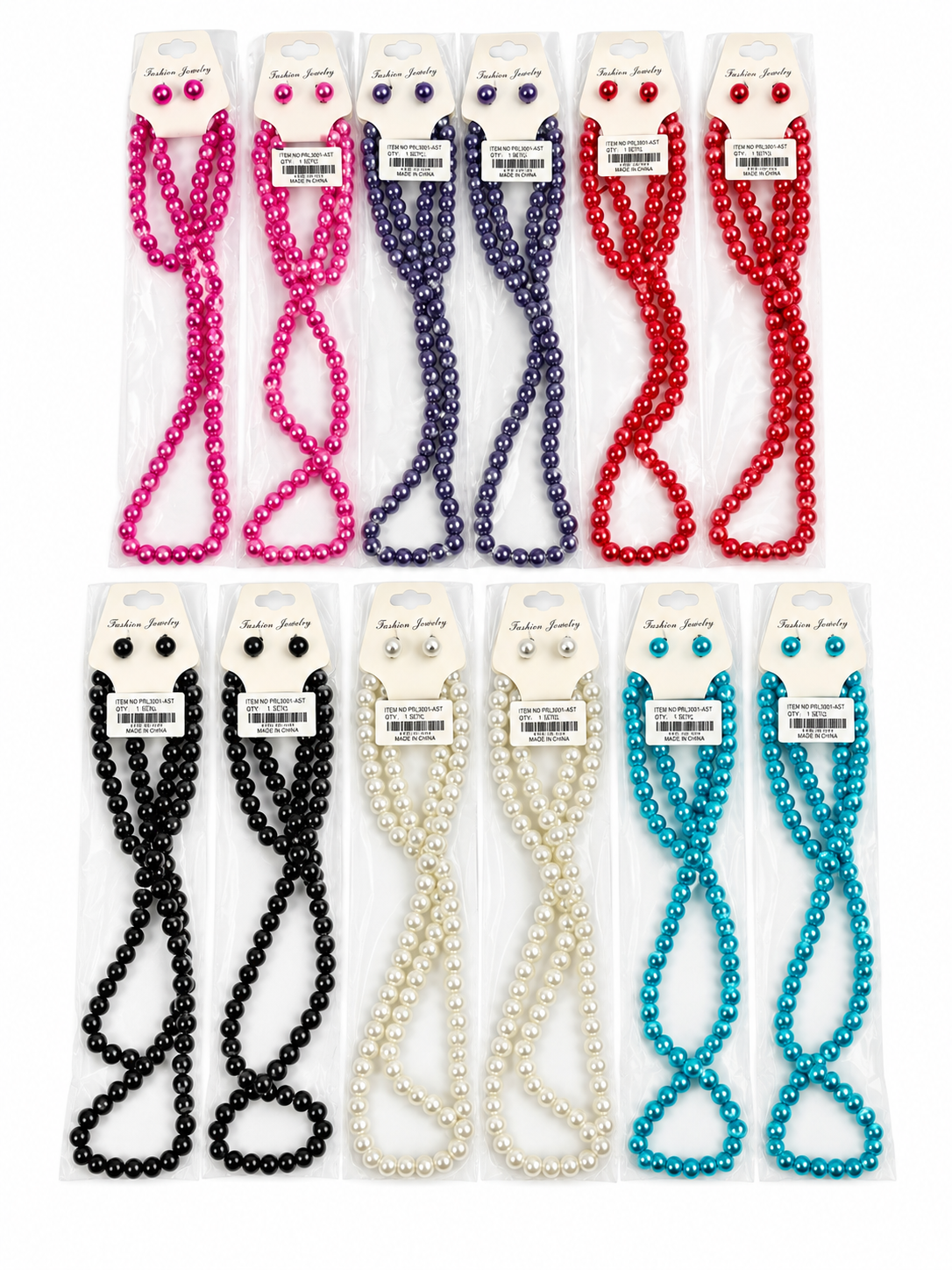 Fashion Thin Pearl Dozen Necklace Set #PRL3001AST Assort Mix (12PC)