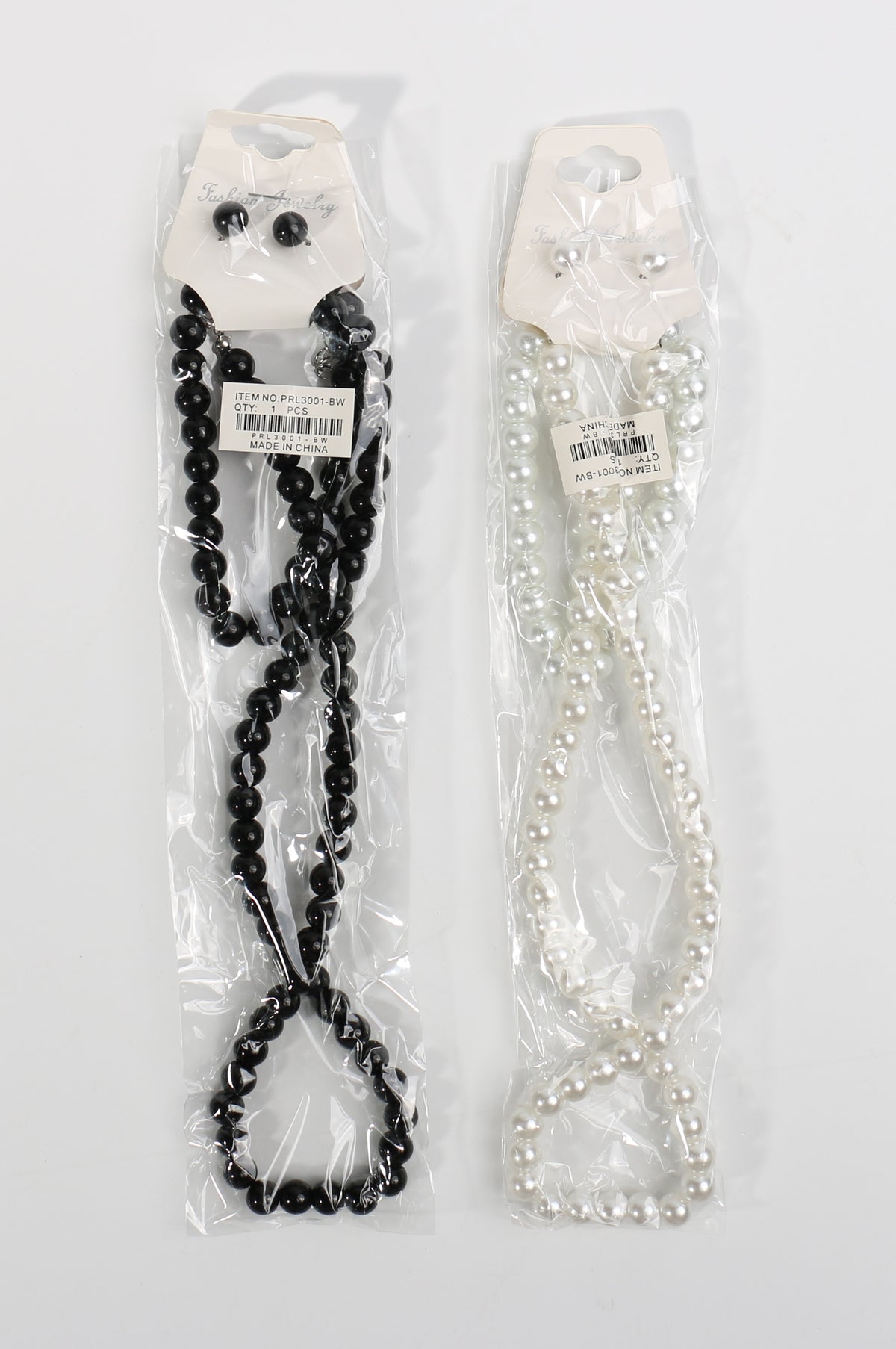 Fashion Thin Pearl Dozen Necklace Set #PRL3001BW Black White Mix (12PC)