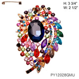 Fashion Design Rhinestone Brooch #PY12028 - Multiple Colors (PC)