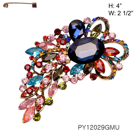 Fashion Design Rhinestone Brooch #PY12029 - Multiple Colors (PC)