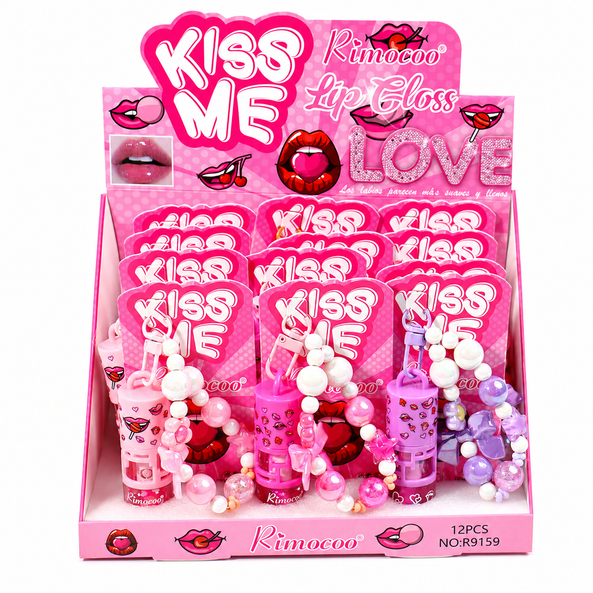 Rimocoo Kiss Me Love Lipgloss with Keychain #R9159 (12PC)