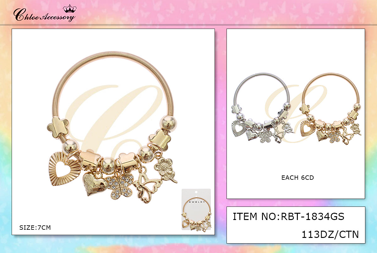 Design Charm Bracelets by the Dozen #RBT1834GS (12PC)