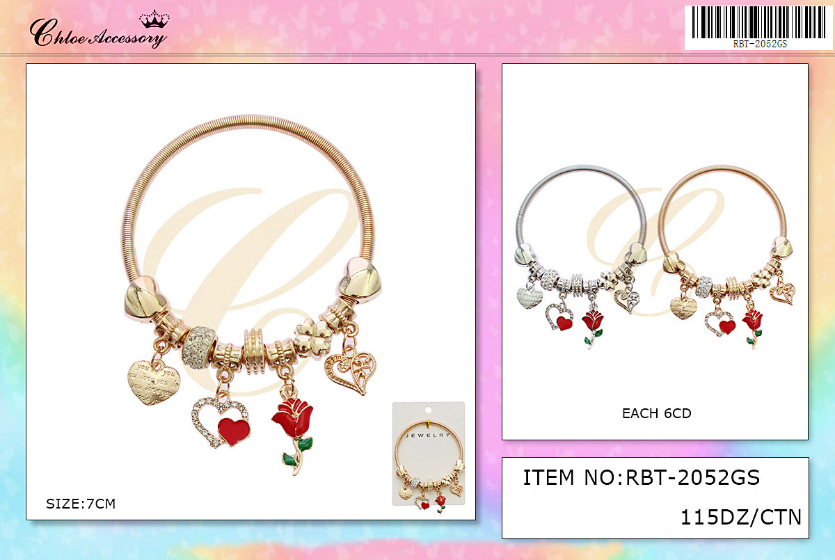 Design Charm Bracelets by the Dozen #RBT2052GS (12PC)