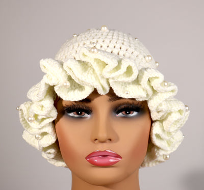 Fashion Pearl Ruffle Hat #RFPRL10