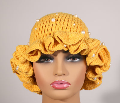 Fashion Pearl Ruffle Hat #RFPRL10