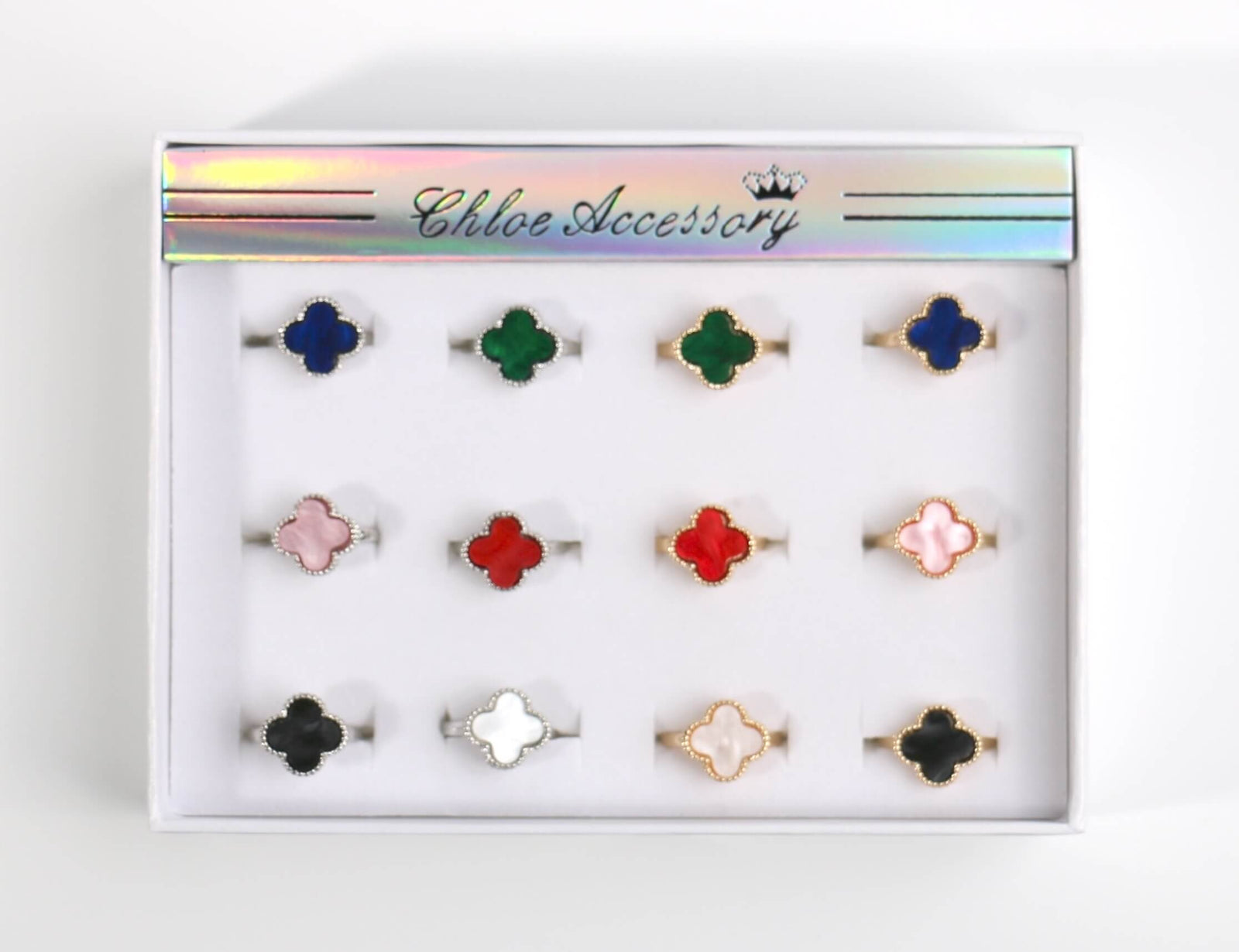 Fashion Clover Rings #RRN0599R (12PC)