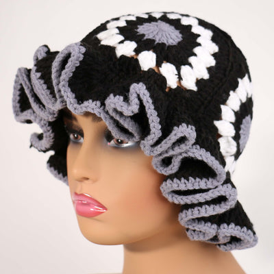 Design Ruffle Crochet Knit Hat #RUFD30 (12PC)