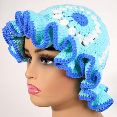 Design Ruffle Crochet Knit Hat #RUFD30 (12PC)