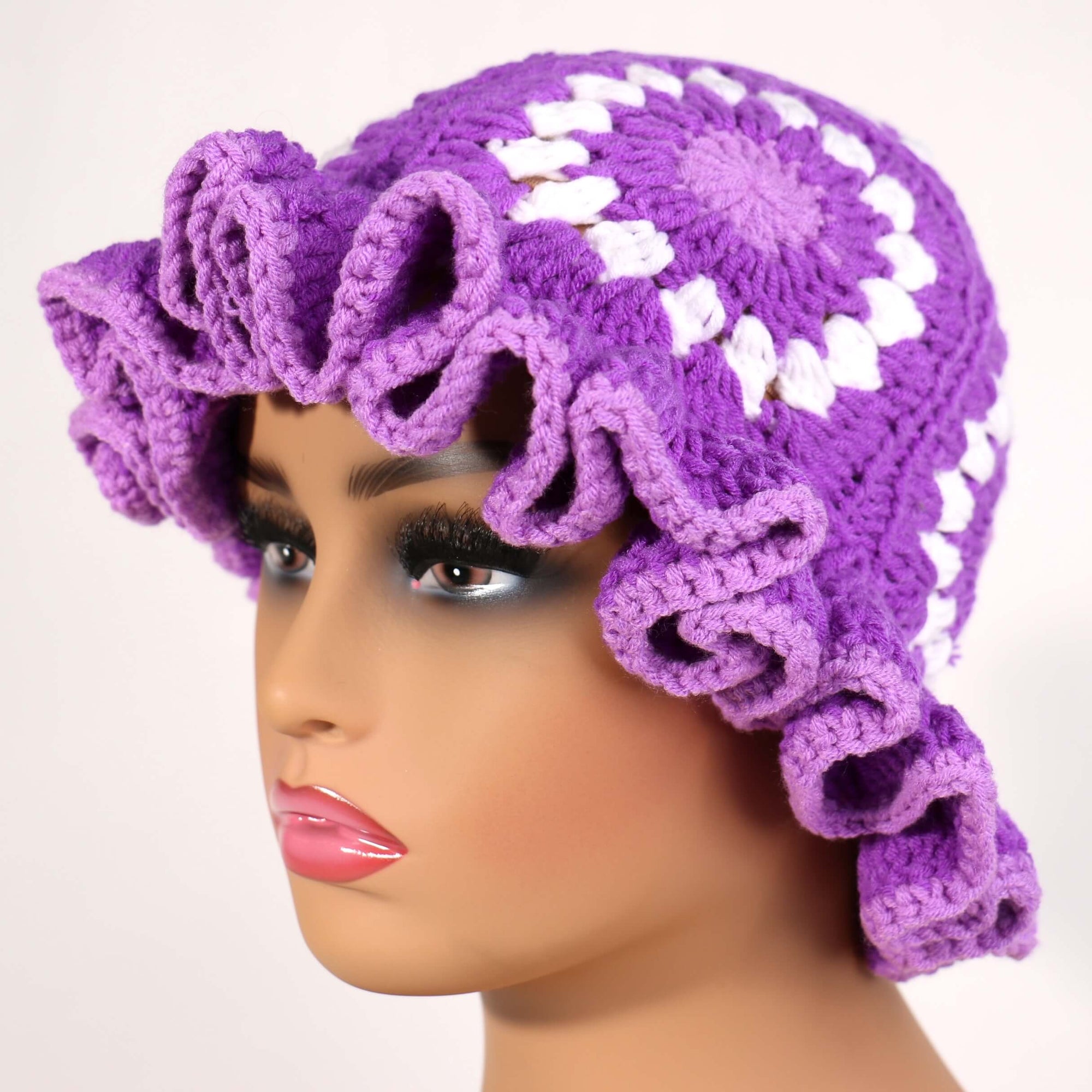 Design Ruffle Crochet Knit Hat #RUFD30 (12PC)