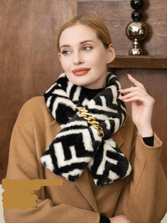 小物 MASU 21AW FUR PRINT SILK SCARF- BROWN MASU FUR PRINT SILK SCARF BROWN