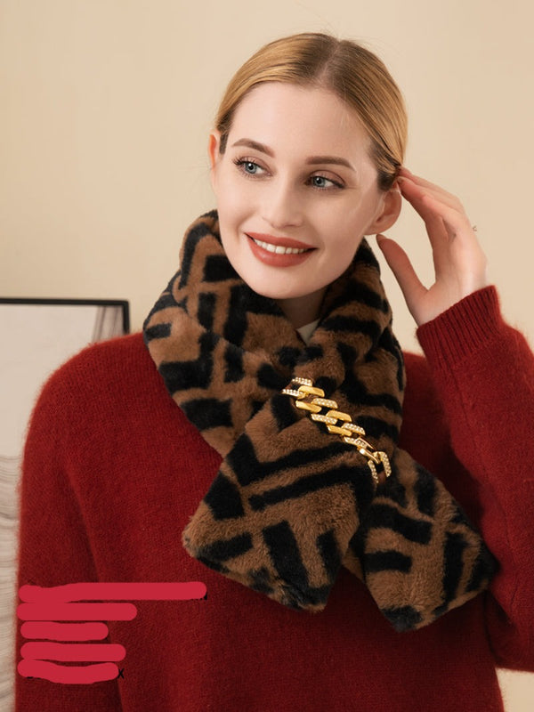 小物 MASU 21AW FUR PRINT SILK SCARF- BROWN Mulberry Silk Scarfs Women Small Square Scarf 21