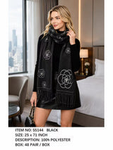 Fashion Flower Design Fringe Scarf #S5144 - Multiple Colors (PC)