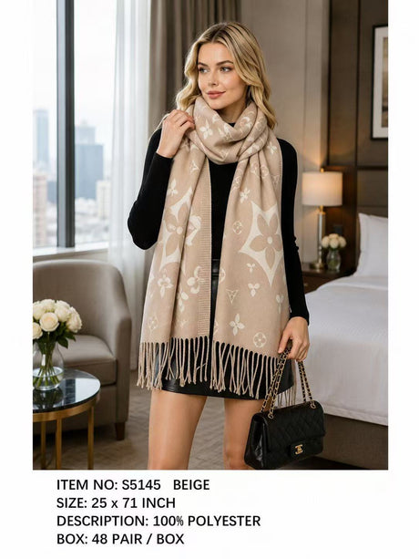 Fashion Design Fringe Scarf #S5145 - Multiple Colors (PC)