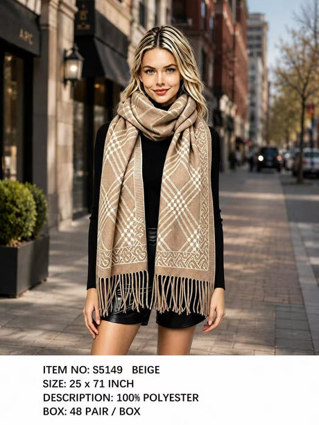 Fashion Design Fringe Scarf #S5149 - Multiple Colors (PC)