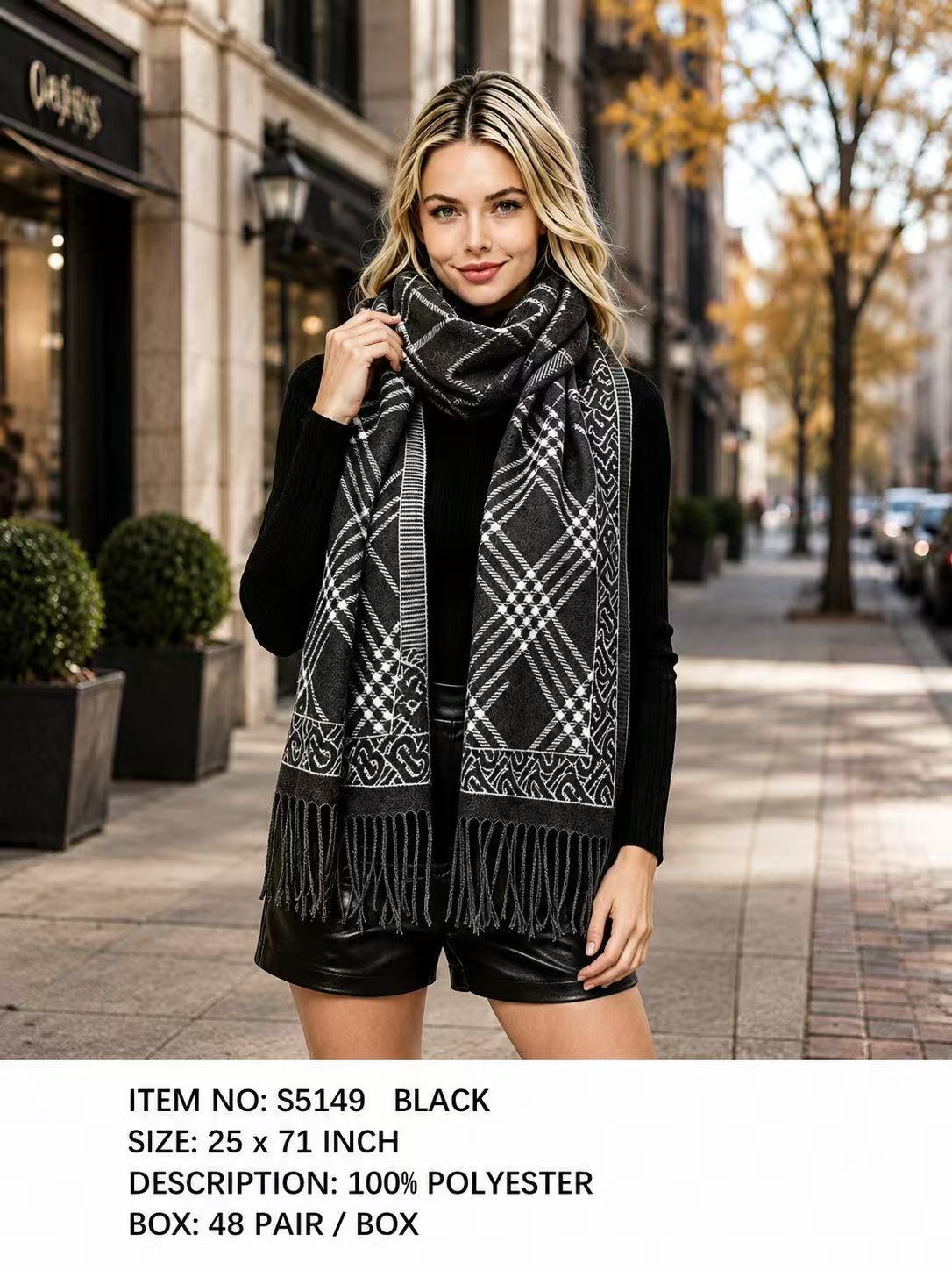 Fashion Design Fringe Scarf #S5149 - Multiple Colors (PC)