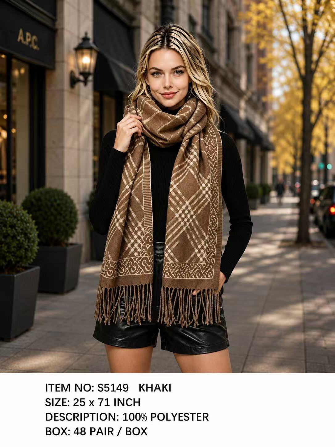 Fashion Design Fringe Scarf #S5149 - Multiple Colors (PC)