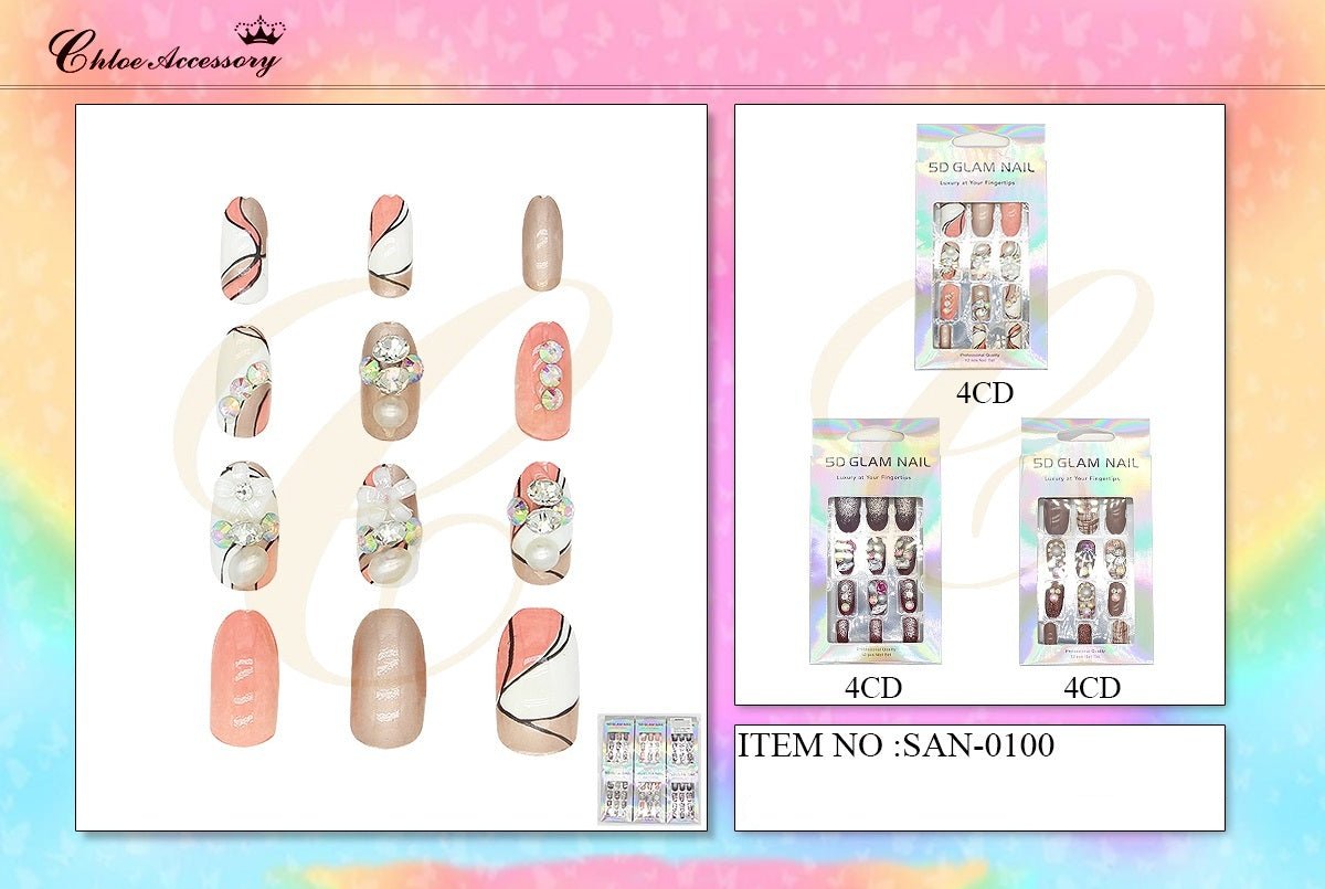 Design Press On Nails #SAN0100 (12PC)