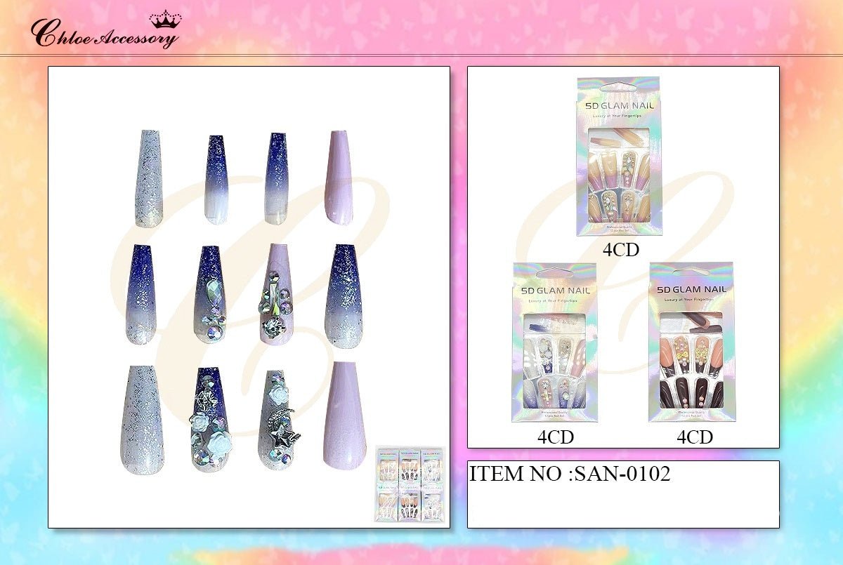 Design Press On Nails #SAN0102 (12PC)