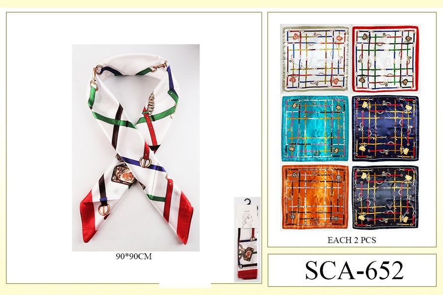 Premium Silky Design Multi Scarf #SCA652 (12PC)