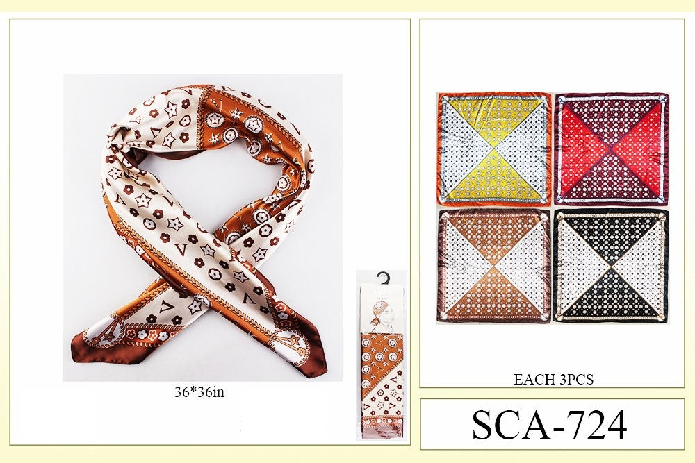 Premium Silky Design Multi Scarf #SCA724 (12PC)