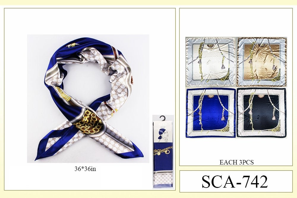 Premium Silky Design Multi Scarf #SCA742 (12PC)