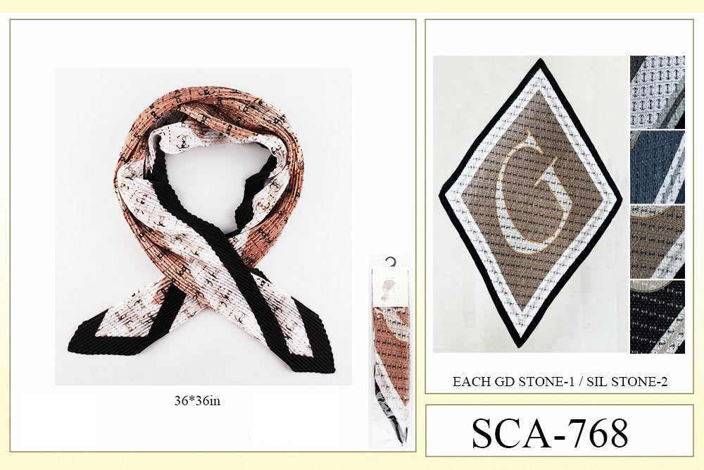 Premium Silky Design  Multi Scarf #SCA768 (12PC)