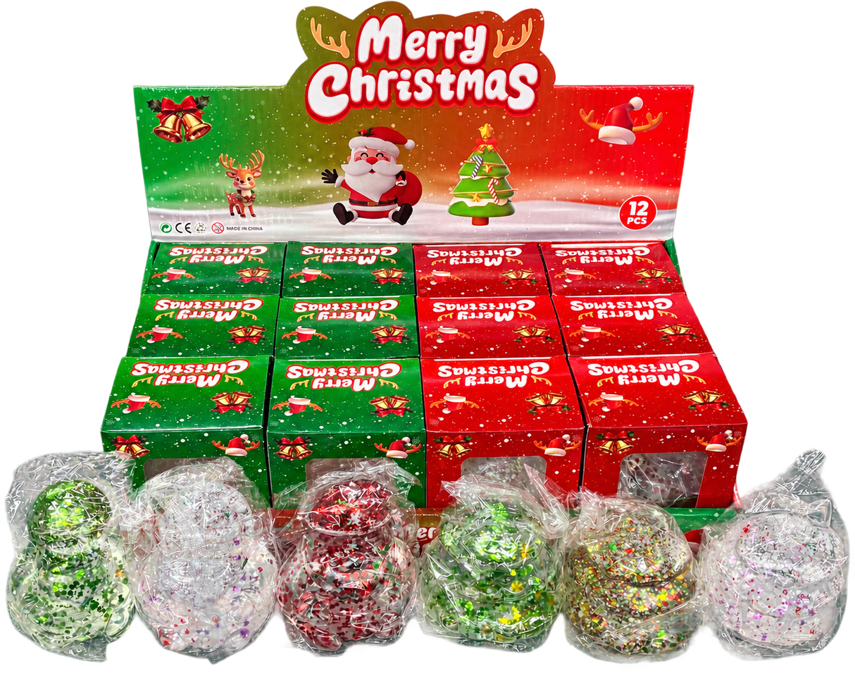 Large Christmas Tree + Santa Glitter Sugar Squish #SQSH-XMS (12PC)