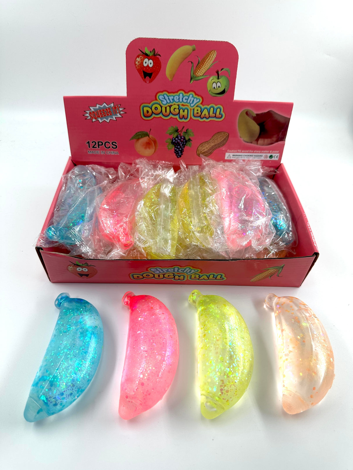 Glitter Banana Squishy Toy #SQZBAN (12PC)