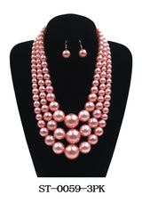 Fashion Pearl Necklace Set #ST-0059 - Multiple Colors (PC)