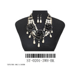 Fashion Rose Pearl Statement Necklace Set #ST-0201 - Multiple Colors (PC)