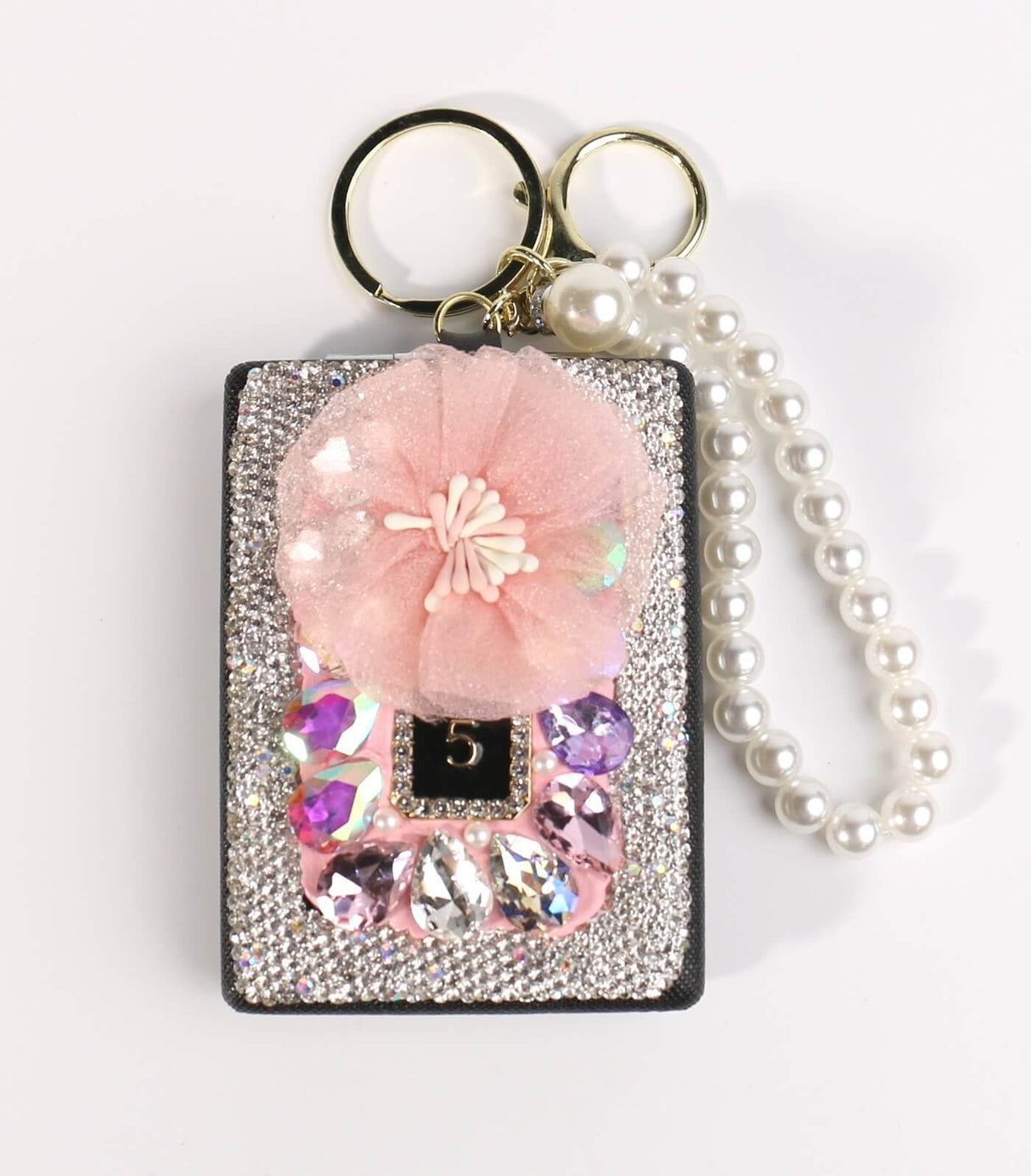 Fashion Flower Cosmetic Mirror Keychain #STMRRKC01 - Multiple Colors (PC)