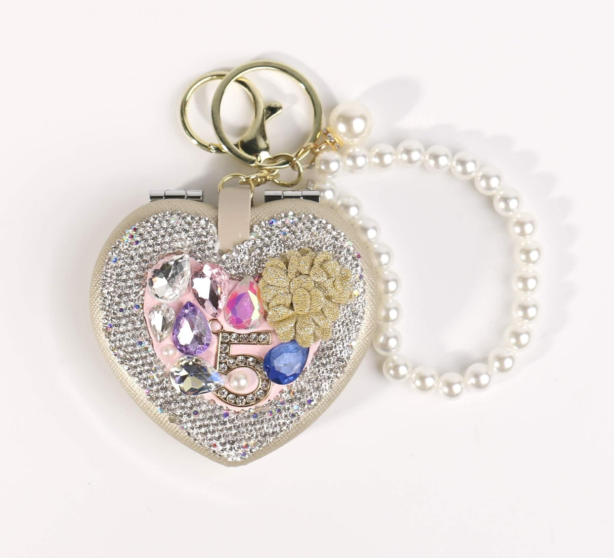 Fashion Heart Cosmetic Mirror Keychain #STMRRKC02 - Multiple Colors (PC)
