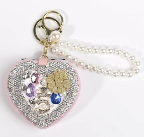 Fashion Heart Cosmetic Mirror Keychain #STMRRKC02 - Multiple Colors (PC)