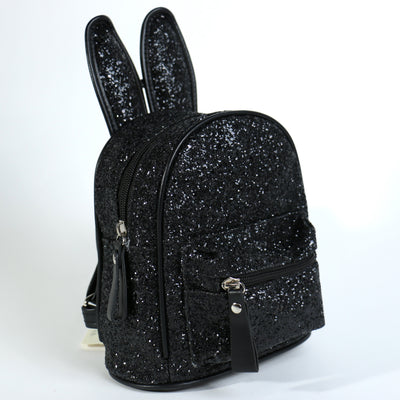 Fashion Glitter Rabbit Ear Backpack #UBP7908ABK - Black (PC)