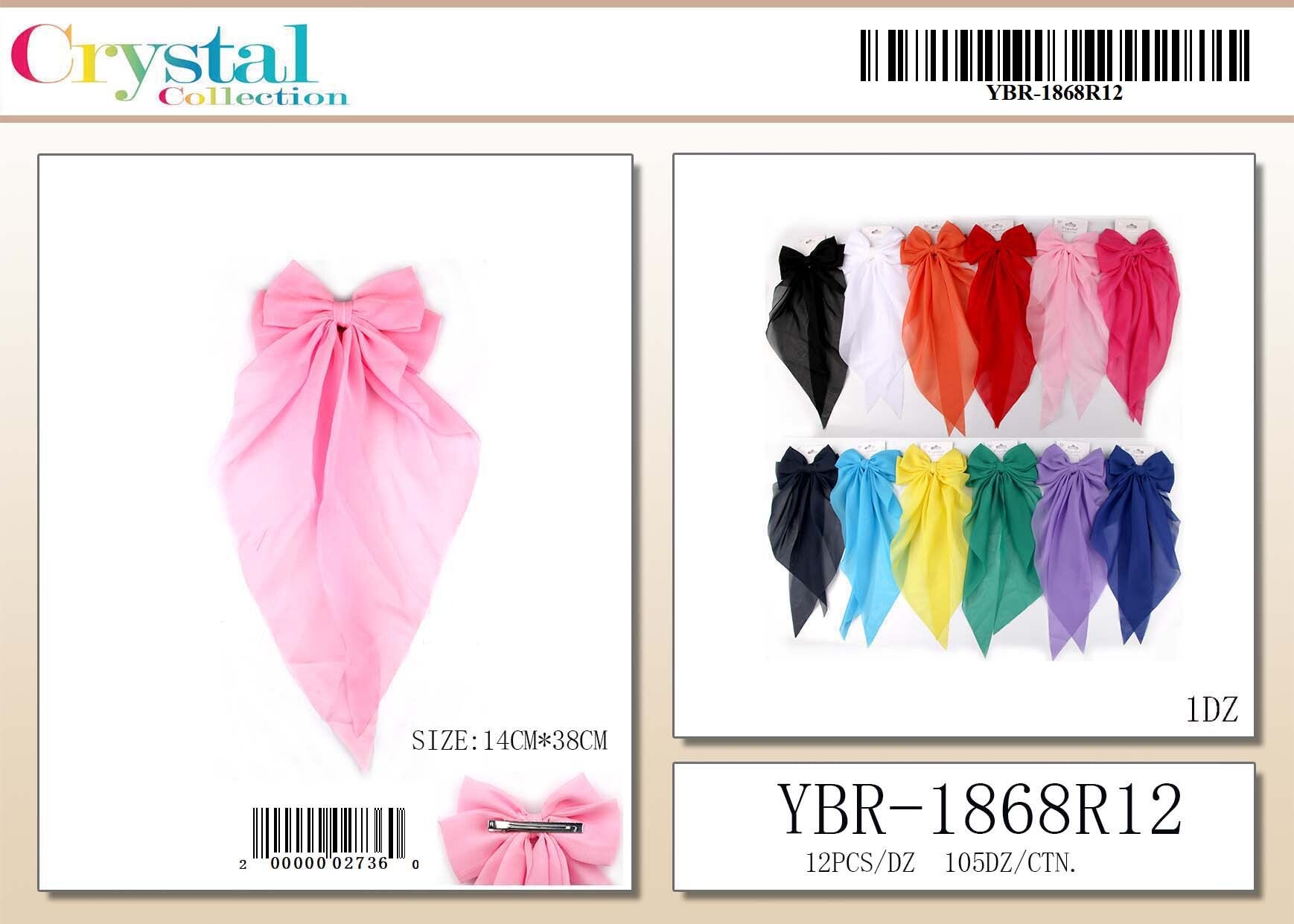 Fashion Long Strand Hairbows #YBR1868R12 (12PC)