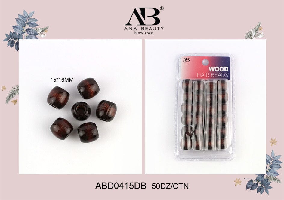Dark Brown Wood Beads #ABD0415DB (12PC)
