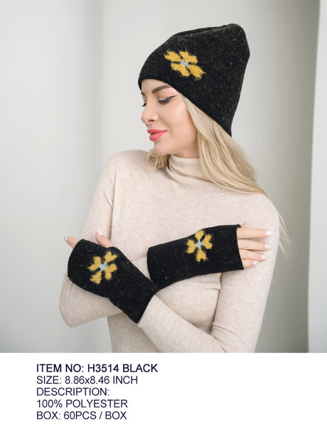 wholesale winter beanie set H3514 black