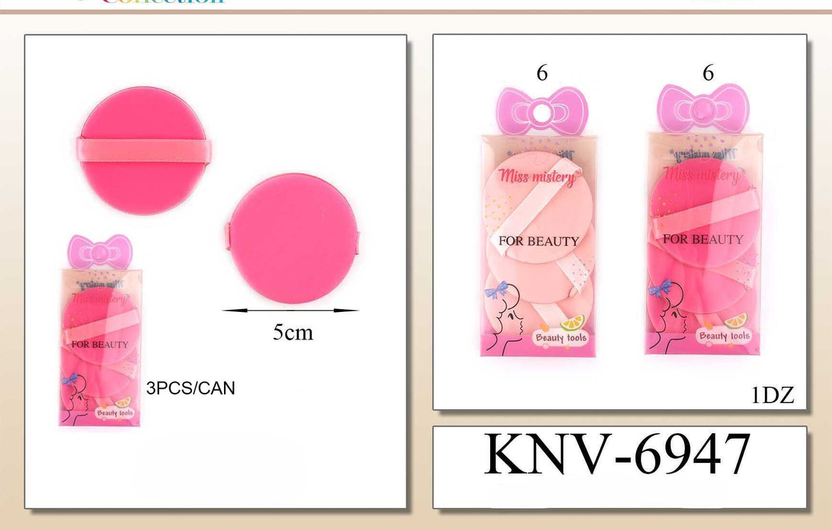 Round Makeup Powder Puff #KNV6947 (12PC)