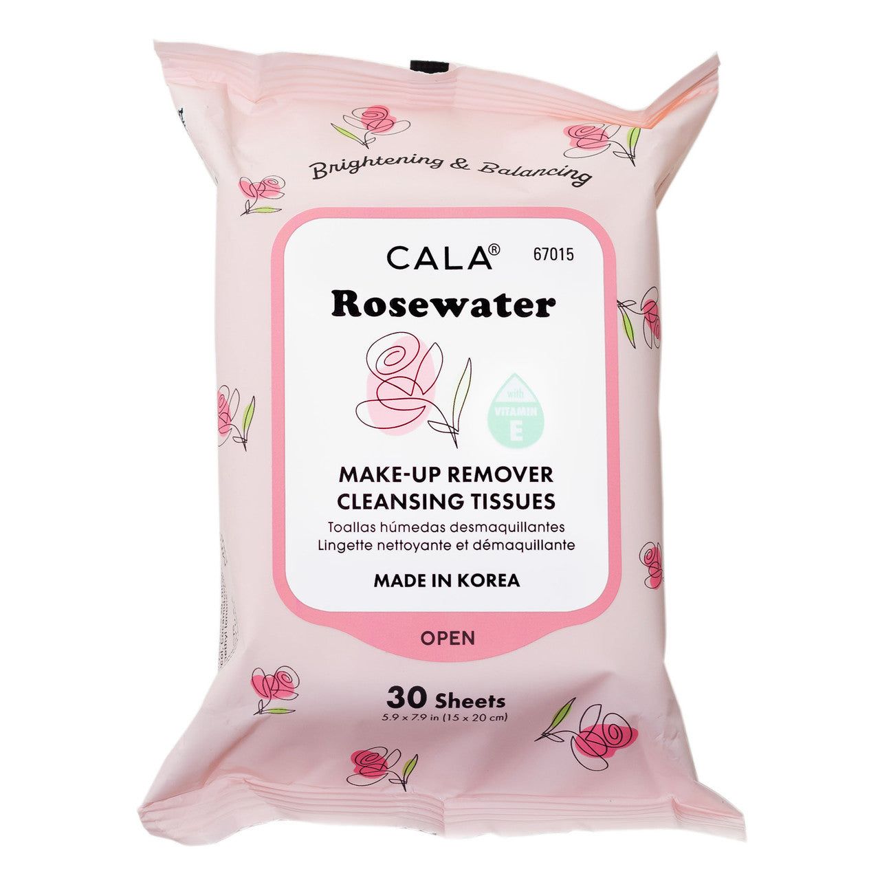 Cala Rose Water Makeup Remover Cleansing Tissues #67015 (6PC)