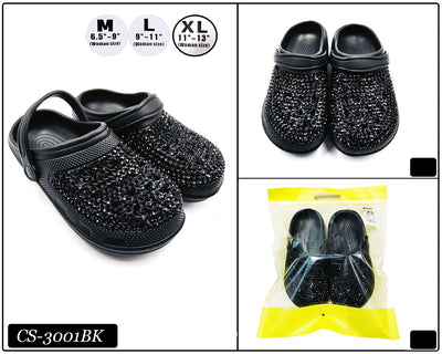 Fashion Rhinestone Clog Slippers #CS3001BK (PC)