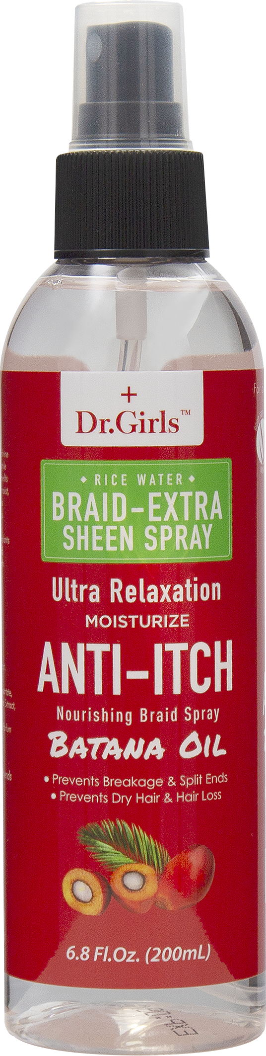 Dr.Girls Rice Water Anti-Itch Braid Extra Sheen Spray 6oz (PC)