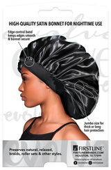 #1670 Evolve Luxe Jumbo Satin Bonnet / Black (6PC)