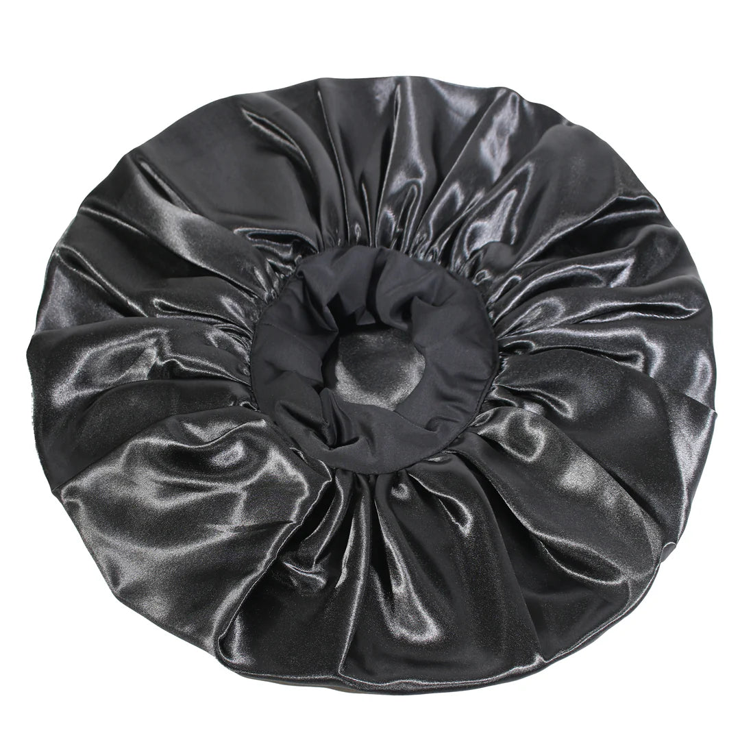 #1670 Evolve Luxe Jumbo Satin Bonnet / Black (6PC)