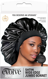 #1670 Evolve Luxe Jumbo Satin Bonnet / Black (6PC)