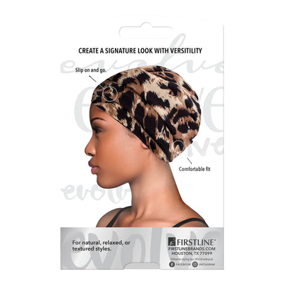 #6021 Evolve Silky Turban Animal Print (6PC)